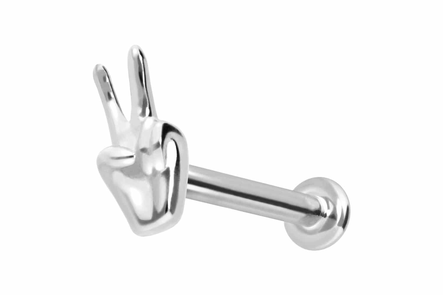 14 Karat Gold Labret Piercing mit Innengewinde PEACE-ZEICHEN